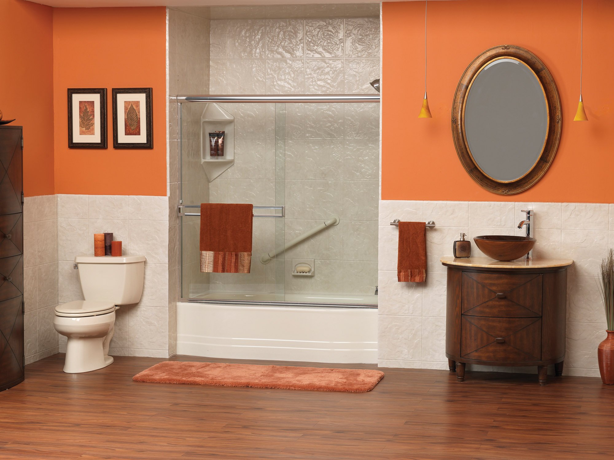 orange bathtub remodeling colorado springs by ThriveStar Renvoations
