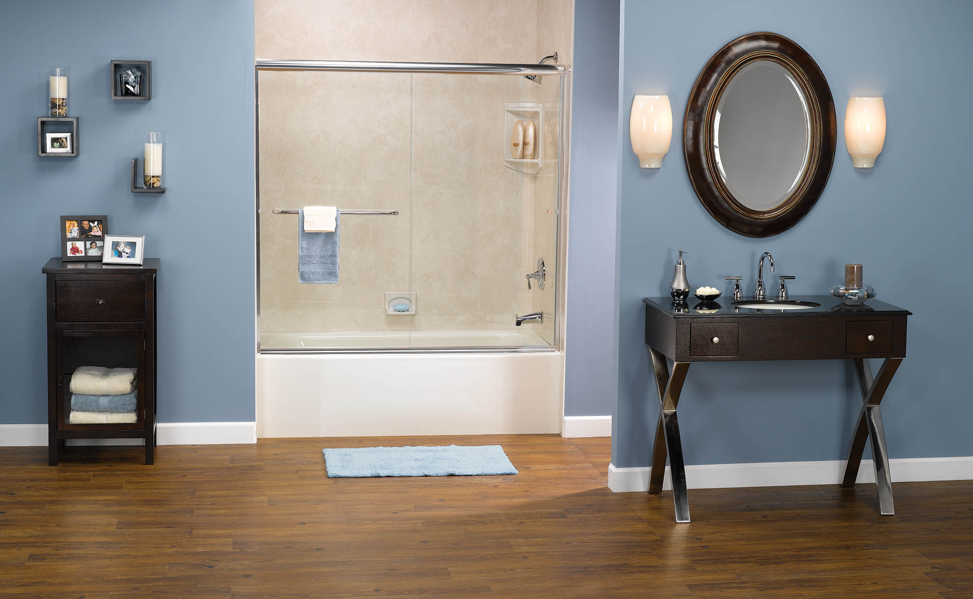 blue bathroom remodeling colorado springs by ThriveStar Renvoations